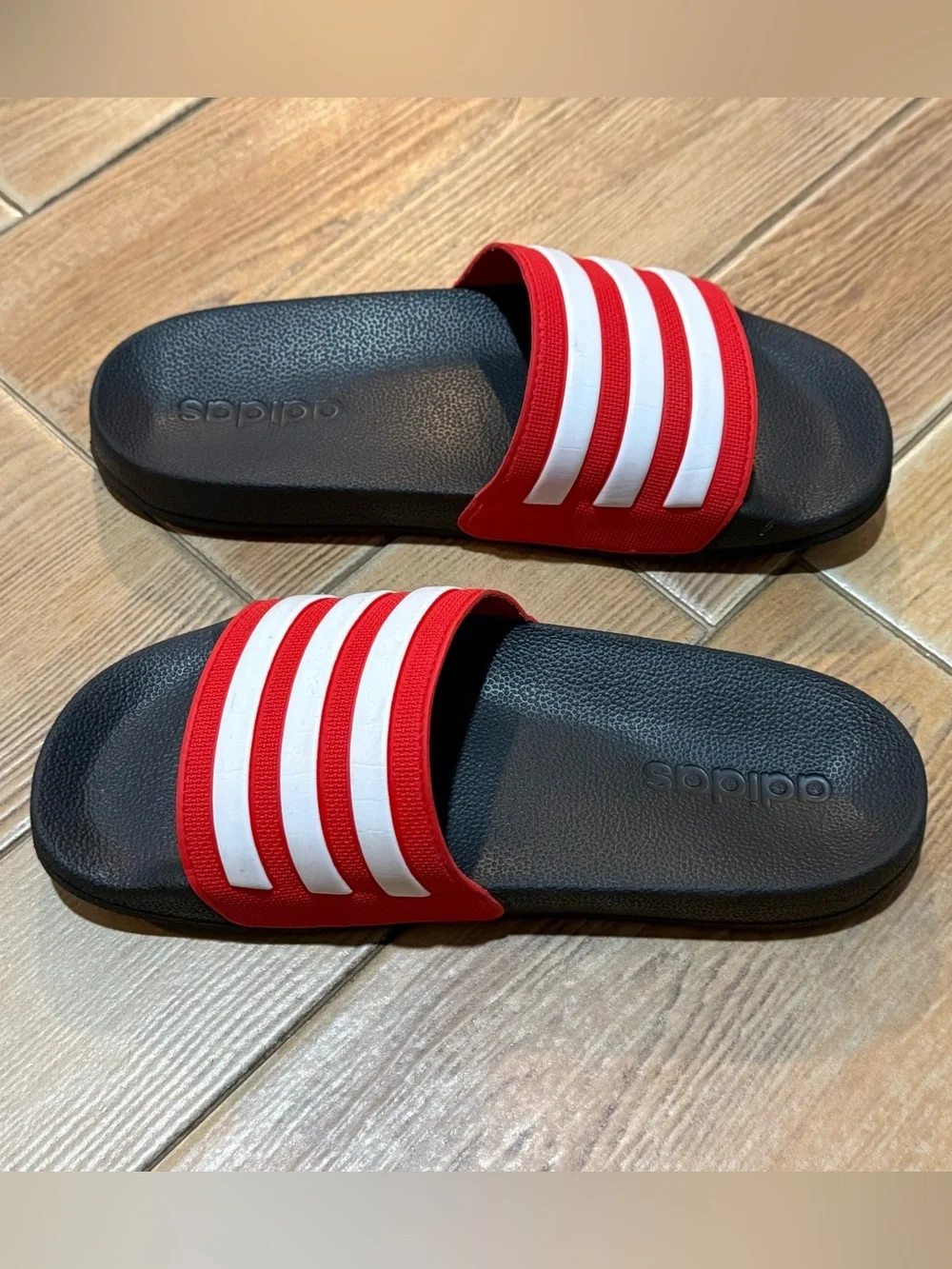 adidas Red and White Slides